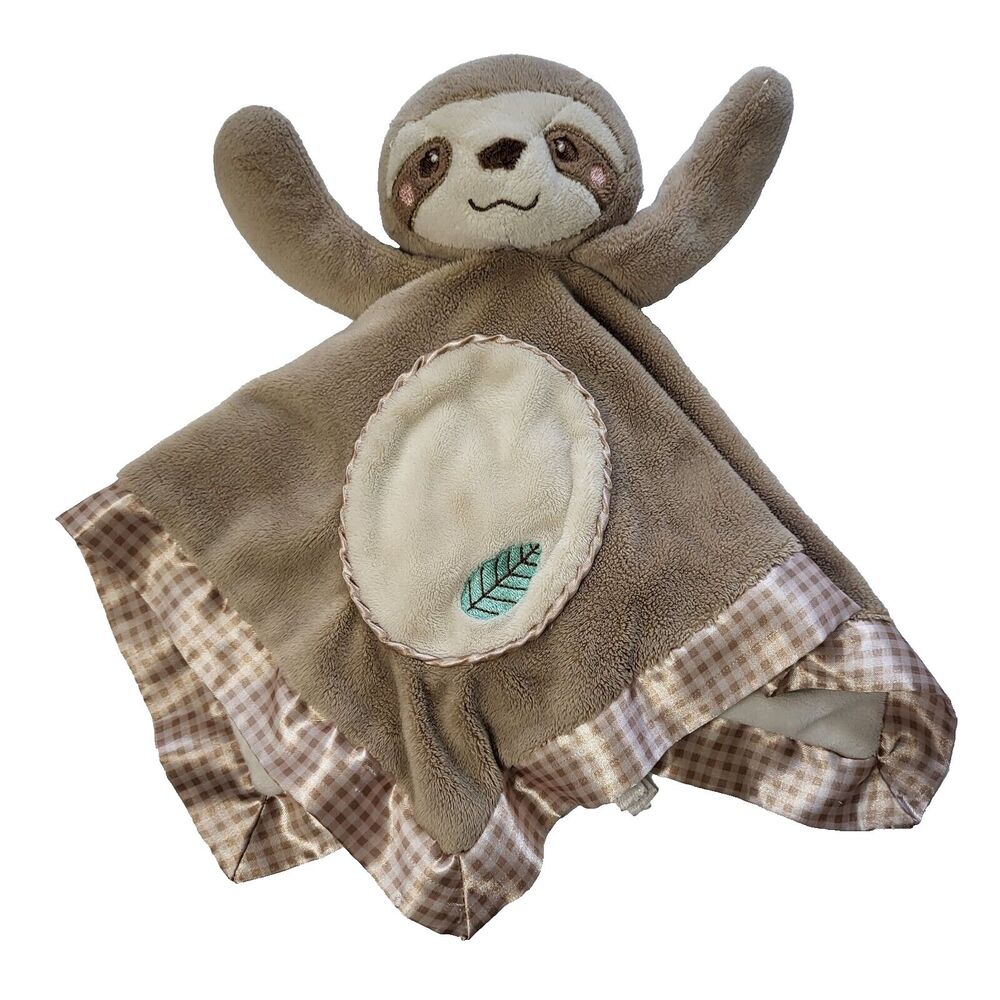 Douglas Baby Stanley SLOTH Lovey Security Blanket Satin Border Brown Blankie